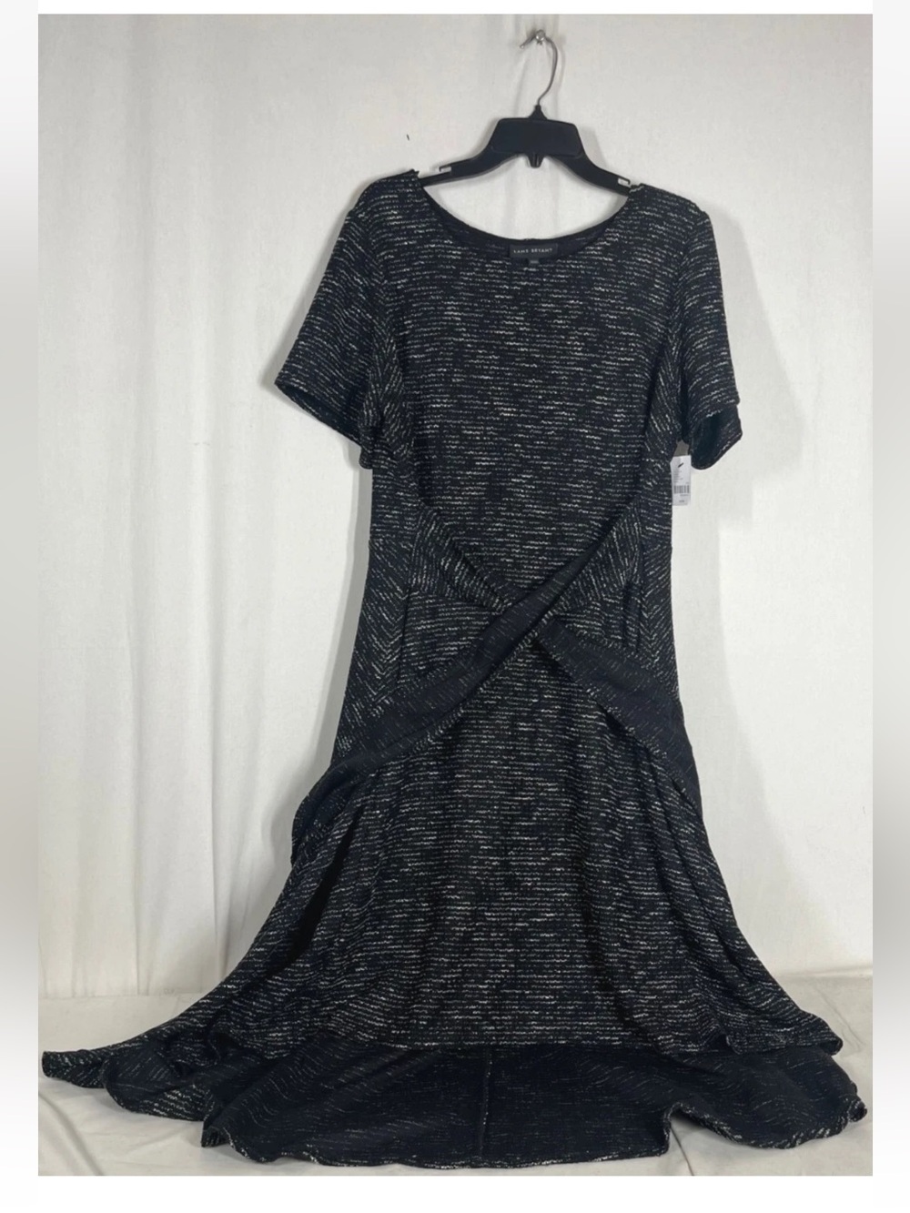 Lane Bryant "'2X” Knit Dress with Tie, "Tweed" look, hi-lo hem, traditional chic